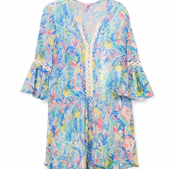 Lilly Pulitzer Dresses & Skirts - Lilly Pulitzer Floral Lace-Trim Beach Vacation Dress Sz Small